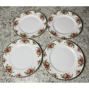 Vintage Royal Albert Old Country Roses Dinner Plates 10-1/2" Diameter Set Of 4